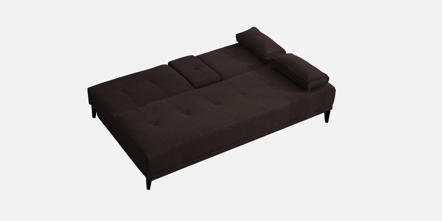 Jerry Fabric 3 Seater Convertible Sofa Cum Bed In Dark Brown Colour - Febonic Living