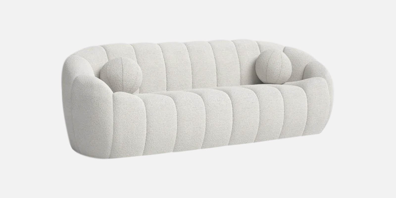 Boucle Fur Fabric 3 Seater Sofa in Bright White Colour