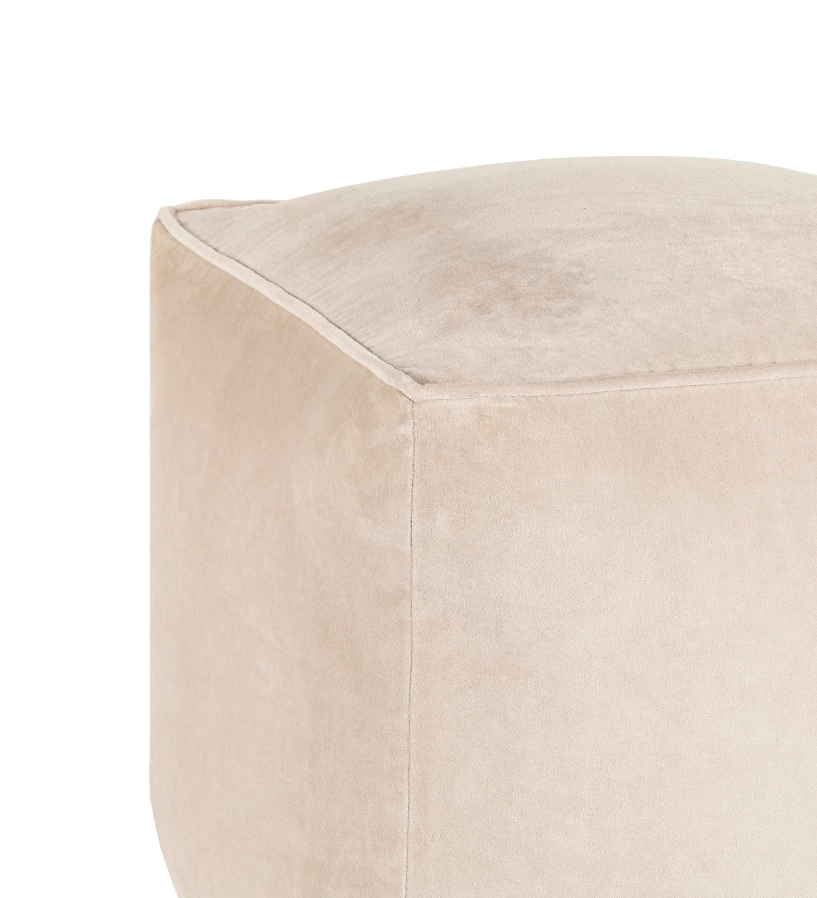 Jonny Velvet Pouffe In Camel Beige Colour