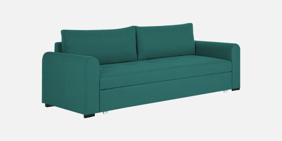Sigma Fabric 3 Seater Pull Out Sofa Cum Bed In Sea Green Colour - Febonic Living