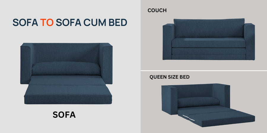 Kenia Fabric 3 Seater Foldable Sofa Cum Bed In Lit Grey Colour - Febonic Living