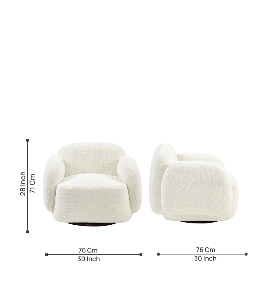 Murphy Fabric Swivel Chair In Ivory Cream Colour Set Of 2 - Febonic Living