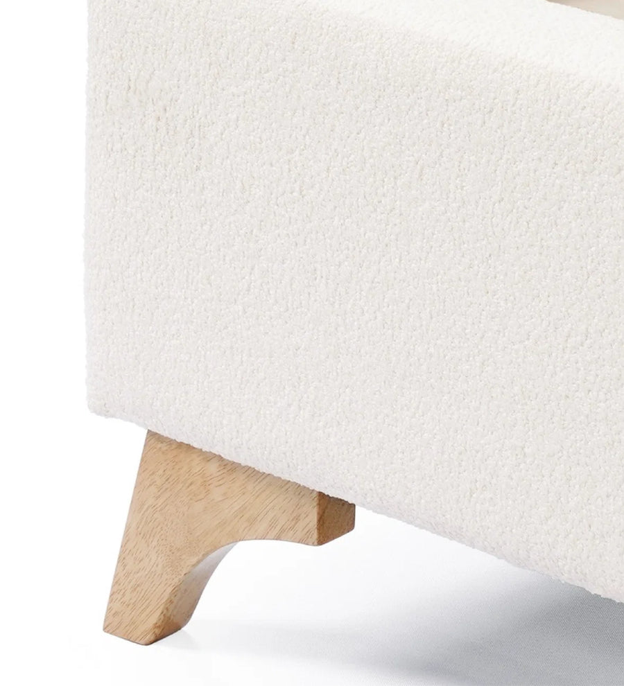 Jiva Boucle Upholstered Single Size Bed In Shell White Colour - Febonic Living