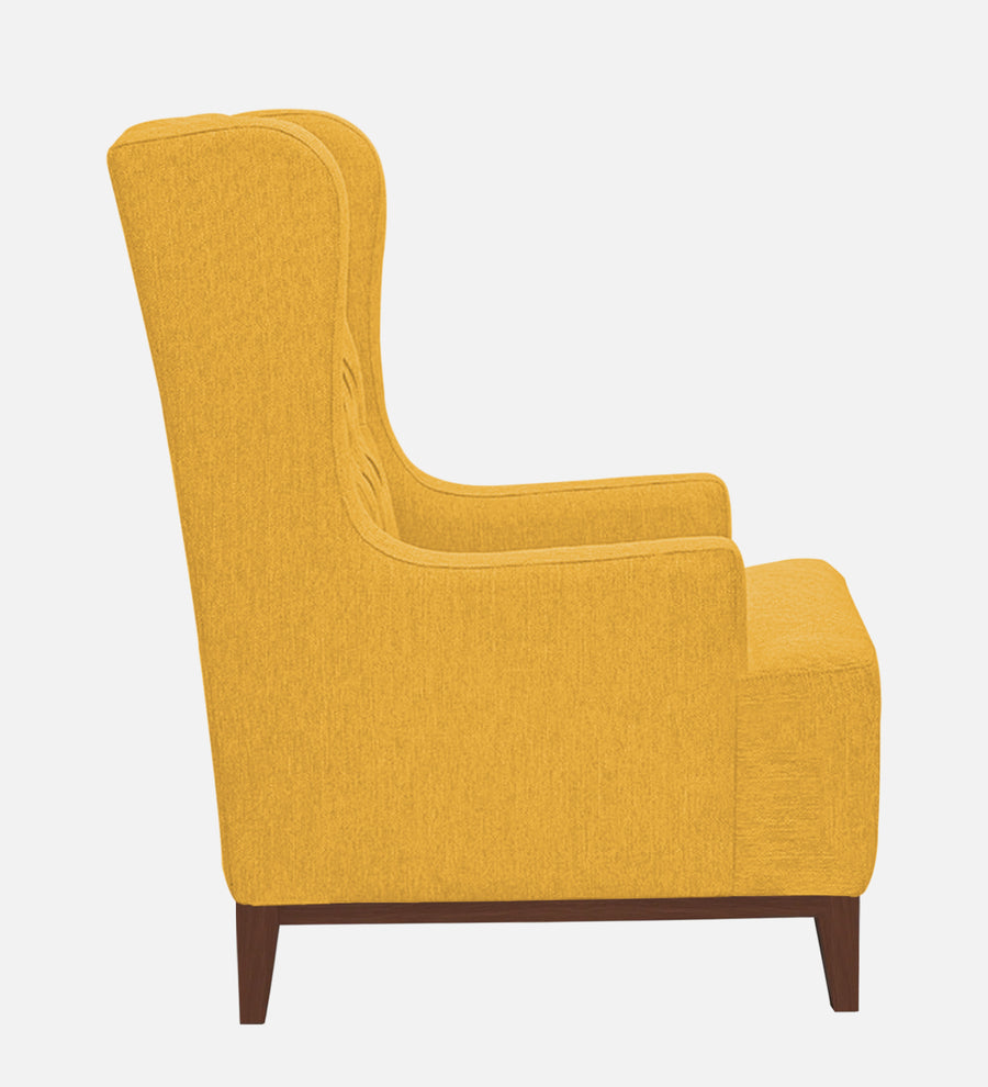 Kuchi Fabric Wing Chair In Bold Yellow Colour - Febonic Living