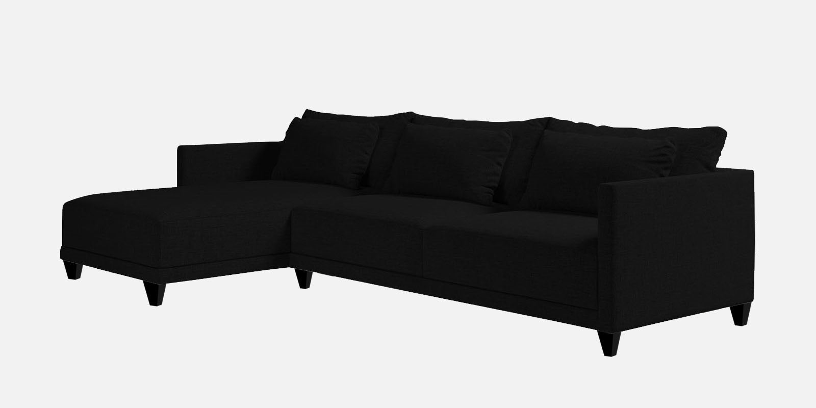 Kera Fabric RHS Sectional Sofa (3+Lounger) In Zed Black Colour