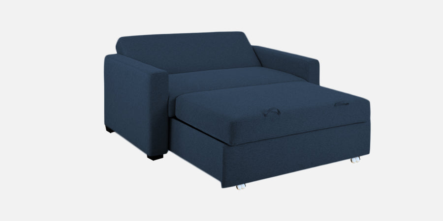 Lobby Fabric 2 Seater Pull Out Sofa Cum Bed In Denim Blue Colour - Febonic Living