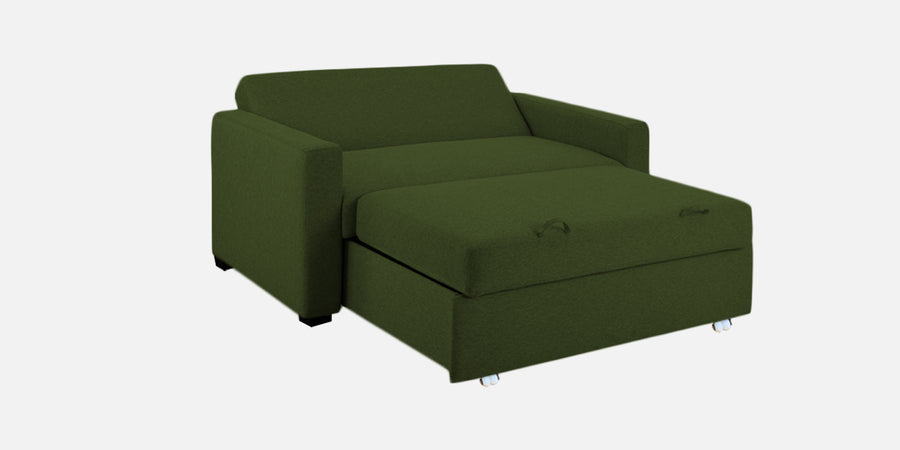 Lobby Fabric 2 Seater Pull Out Sofa Cum Bed In Olive Green Colour - Febonic Living