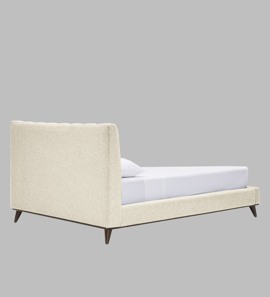 Jasmin Fabric Upholstered Queen Bed In Ivory Cream Colour - Febonic Living