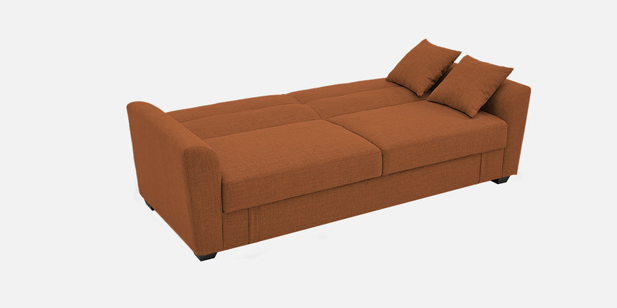 Bony Fabric 3 Seater Convertible Sofa Cum Bed In Safforn Orange Colour - Febonic Living