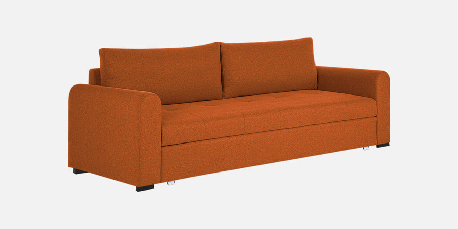 Sigma Fabric 3 Seater Pull Out Sofa Cum Bed In Vivid Orange Colour - Febonic Living