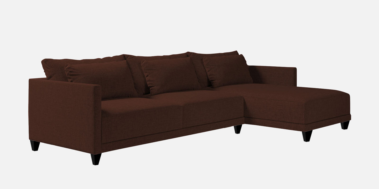 Kera Fabric LHS Sectional Sofa (3+Lounger) In Coffee Brown Colour