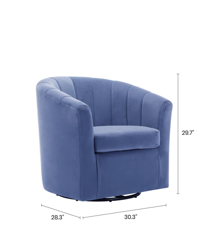 Cody Velvet Swivel Chair In Indigo Blue Colour - Febonic Living