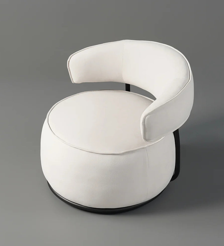 Ivy Velvet Swivel Chair In Camel Beige Colour - Febonic Living