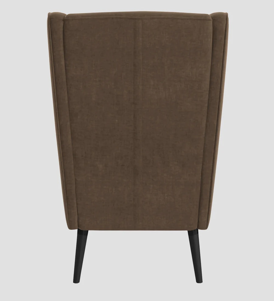 Niya Velvet Wing Chair In Mocha Mouse Colour With Ottoman - Febonic Living