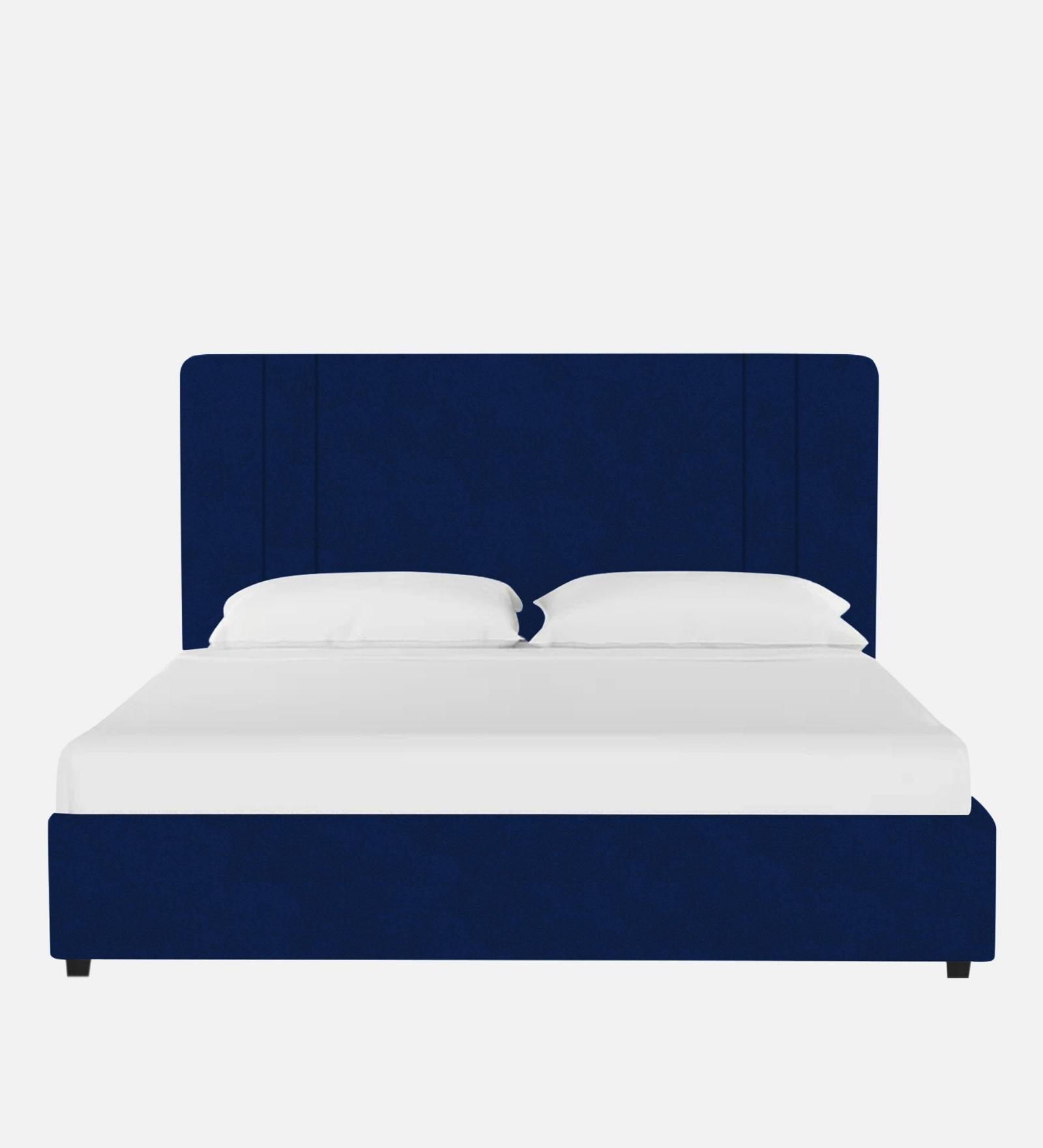 Asyra Fabric King Size Bed in Royal Blue Colour With Storage