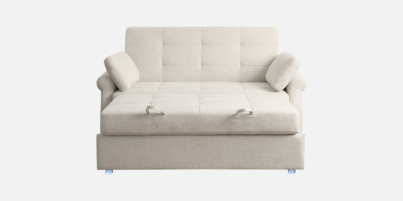 Fornia Fabric 2 Seater Pull Out Sofa Cum Bed In Ivory Cream Colour