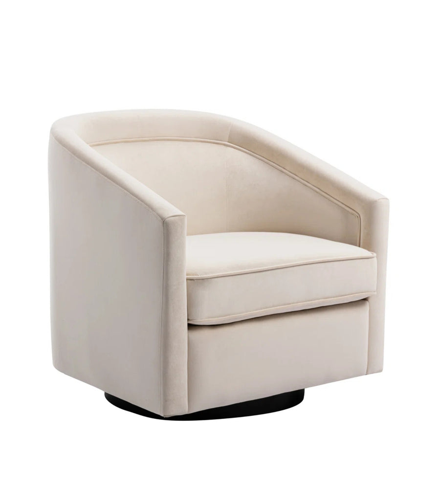 Boomer Velvet Swivel Chair In Camel Beige Colour - Febonic Living