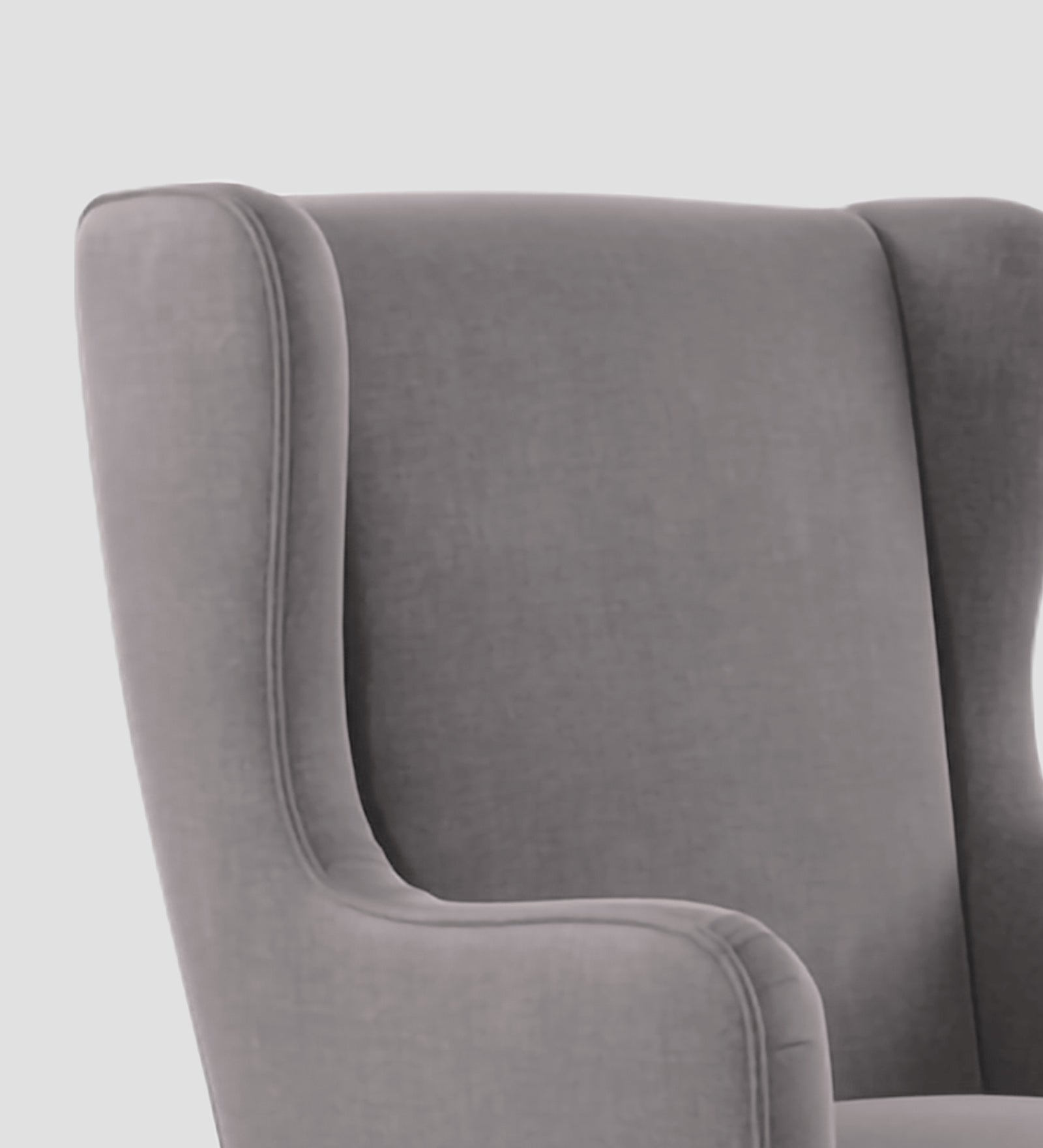 Suri Velvet 1 Seater Wing Chair in Pearl Grey Colour