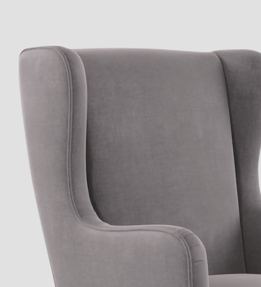 Suri Velvet Wing Chair In Pearl Grey Colour - Febonic Living