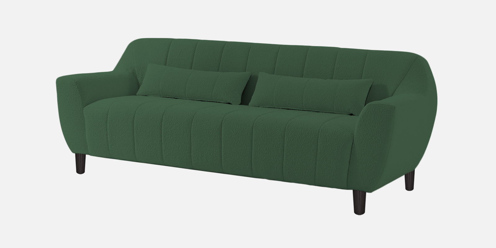 Nesco Fur Fabric 3 Seater Sofa in Bottle Green Colour