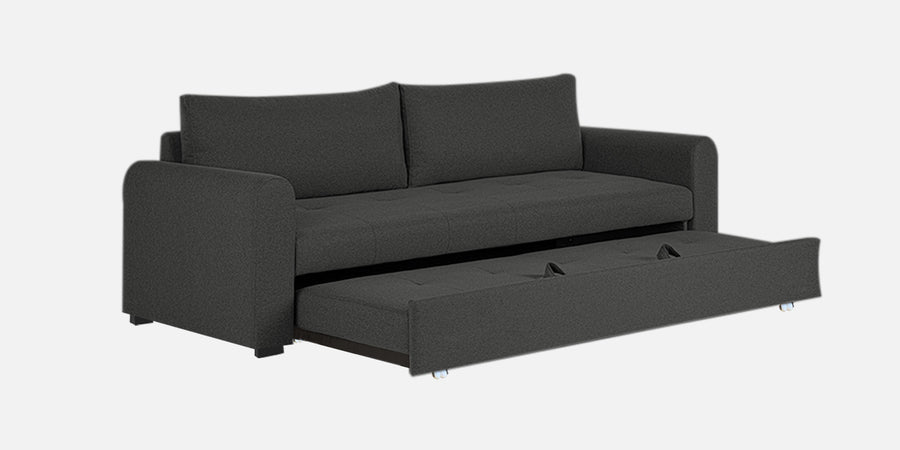 Sigma Fabric 3 Seater Pull Out Sofa Cum Bed In Charcoal Grey Colour - Febonic Living