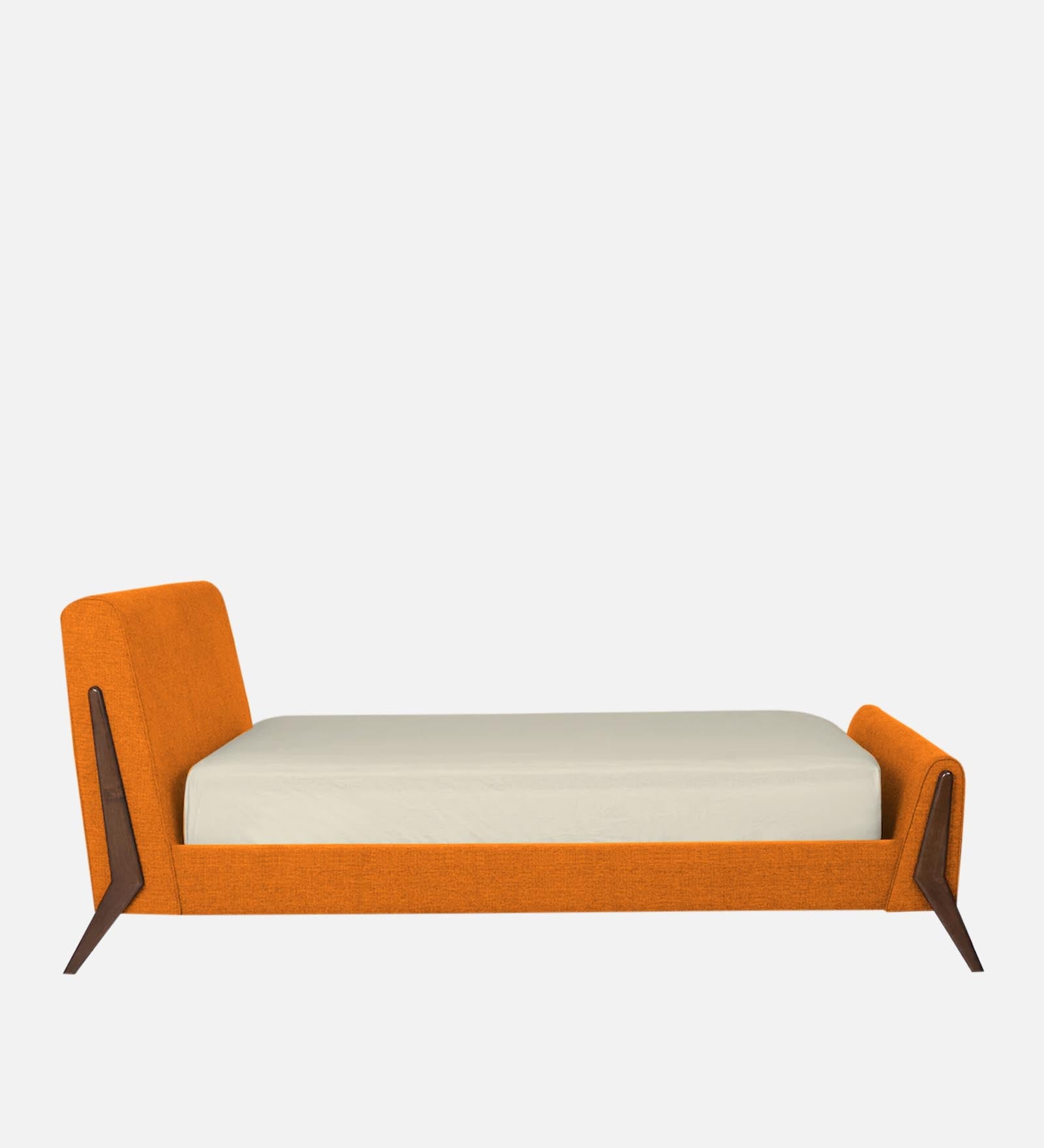 Catla Fabric Queen Size Bed In Vivid Orange Colour