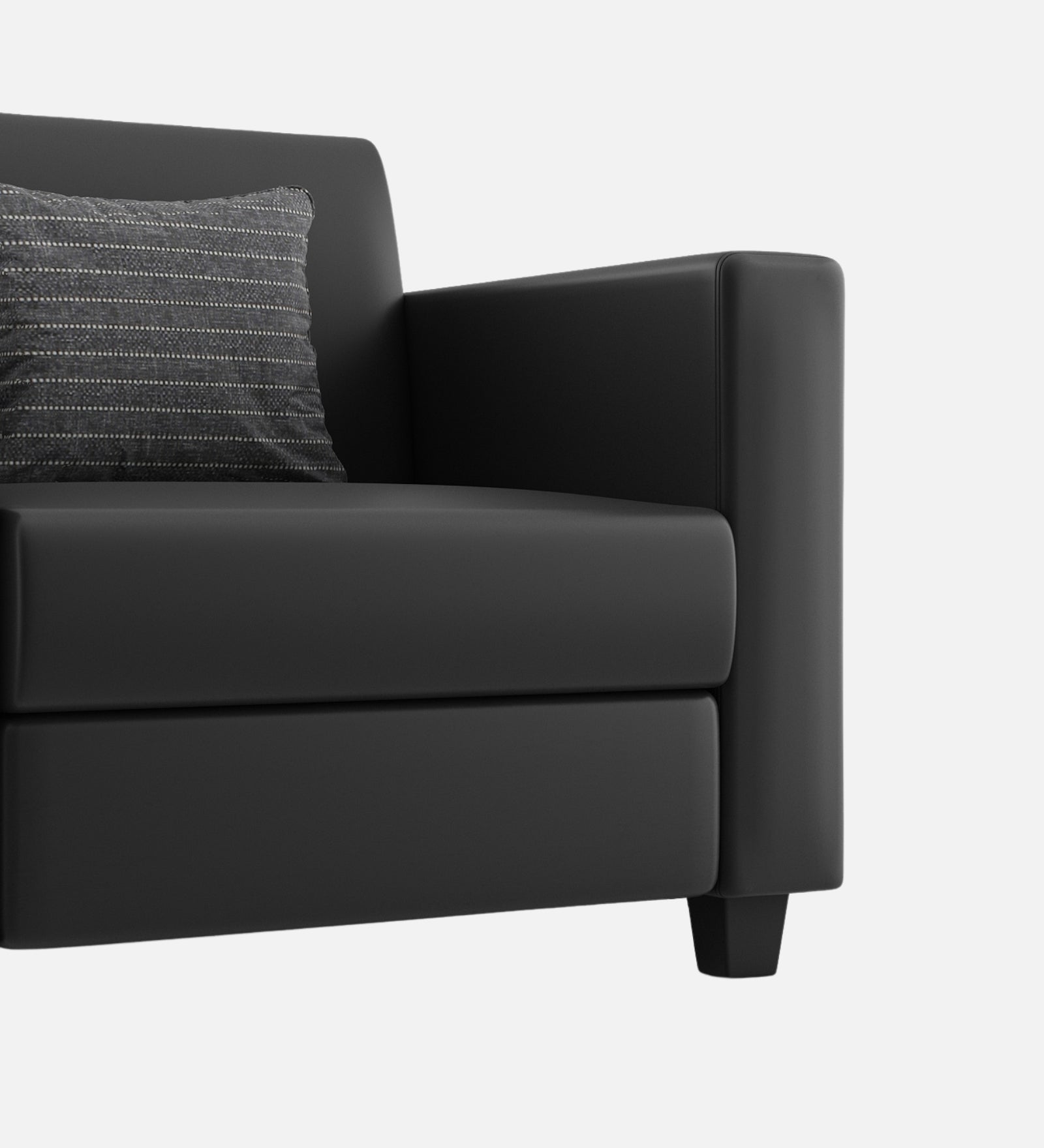 Baley Leatherette 1 Seater Sofa in Dark Black Colour