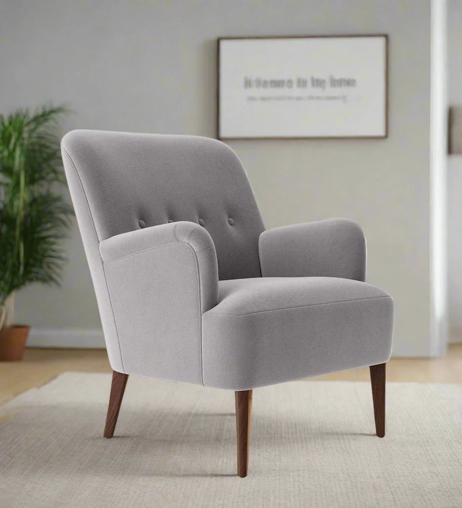Zews Velvet Fabric Arm Chair - Concrete Grey by Febonic Living