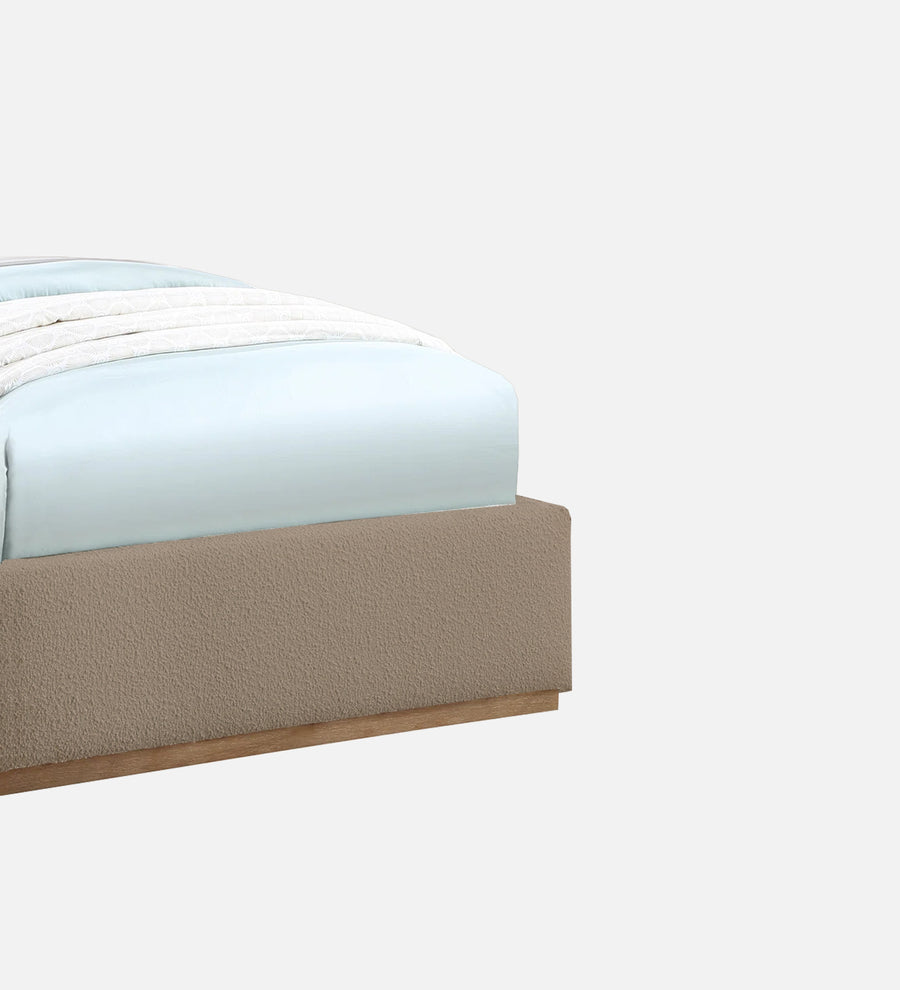 Eddy Boucle Upholstered Single Size Bed In Mushroom Beige - Febonic Living