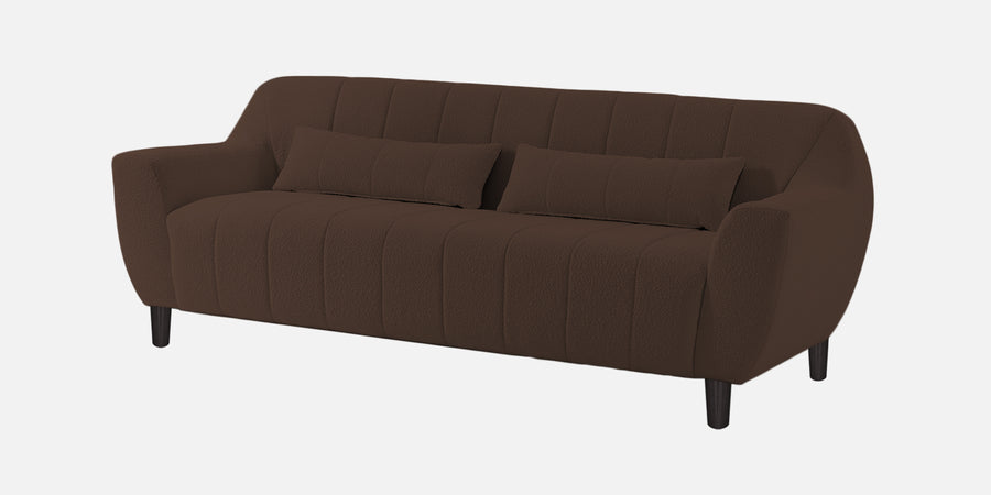 Nesco Boucle Fabric 3 Seater Sofa In Bringo Brown Colour - Febonic Living