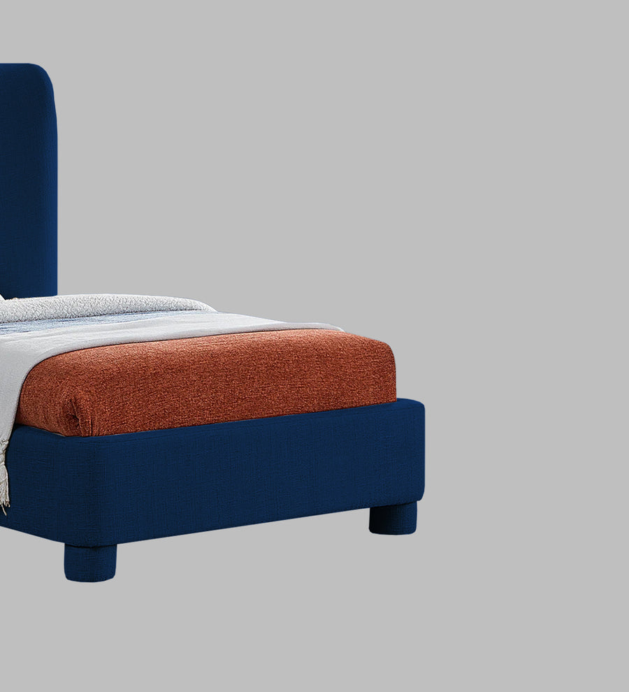 Lenny Fabric Upholstered Single Size Bed In Royal Blue Colour - Febonic Living