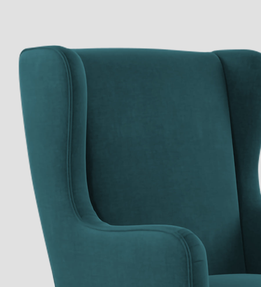 Suri Velvet Wing Chair In Arabian Green Colour - Febonic Living