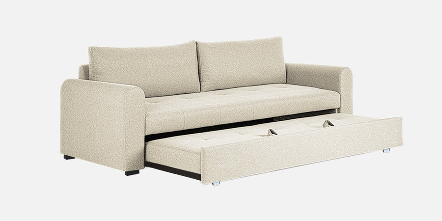 Sigma Fabric 3 Seater Pull Out Sofa Cum Bed In Ivory Cream Colour - Febonic Living