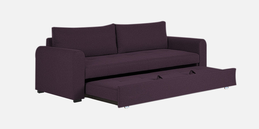 Sigma Fabric 3 Seater Pull Out Sofa Cum Bed In Greek Purple Colour - Febonic Living