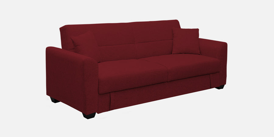 Bony Fabric 3 Seater Convertible Sofa Cum Bed In Corel Red Colour - Febonic Living