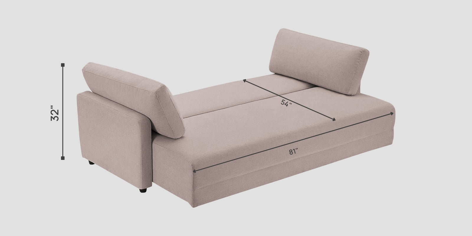 Leora Fabric 3 Seater Convertible Sofa Cum Bed In Almond Beige Colour - Febonic Living