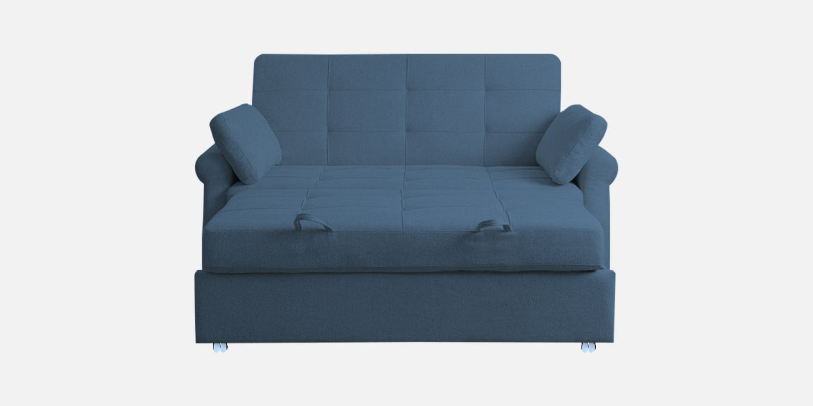 Fornia Fabric 2 Seater Pull Out Sofa Cum Bed In Light Blue Colour