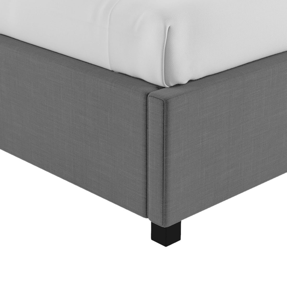 Isko Fabric Upholstered Single Bed in Charcoal Grey Colour with Box Storage