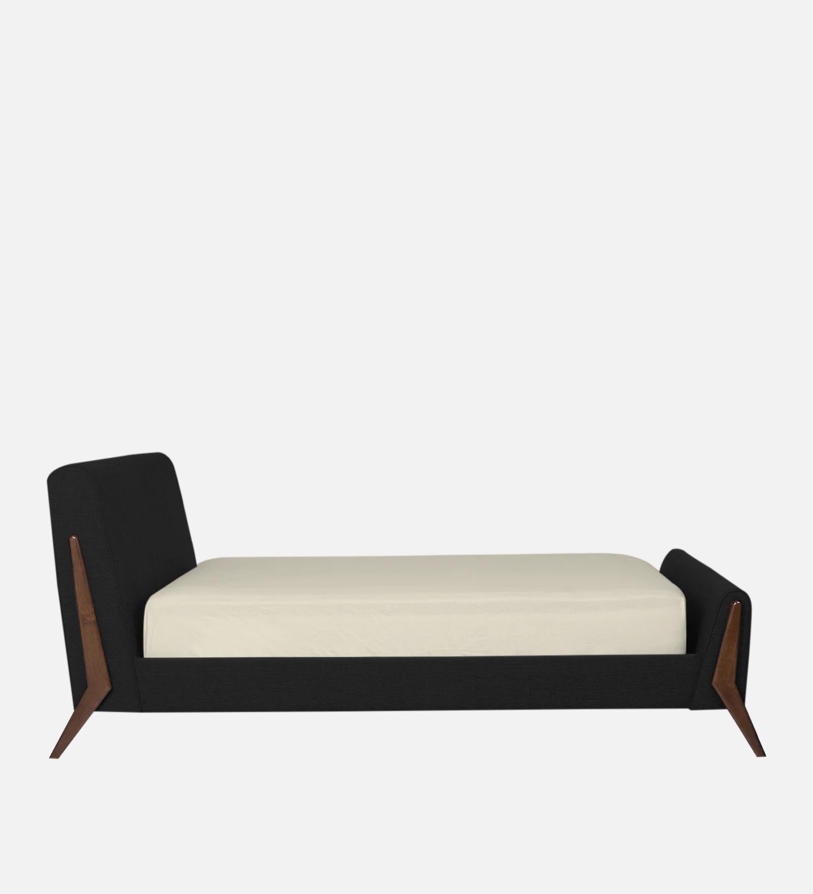 Catla Fabric Queen Size Bed In Zed Black Colour