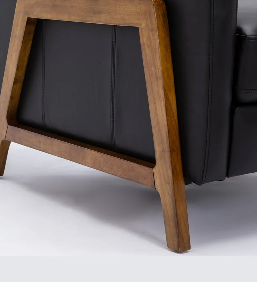 Ary 1 Seater Wood Framed Leatherette Recliner In Light Black Colour - Febonic Living