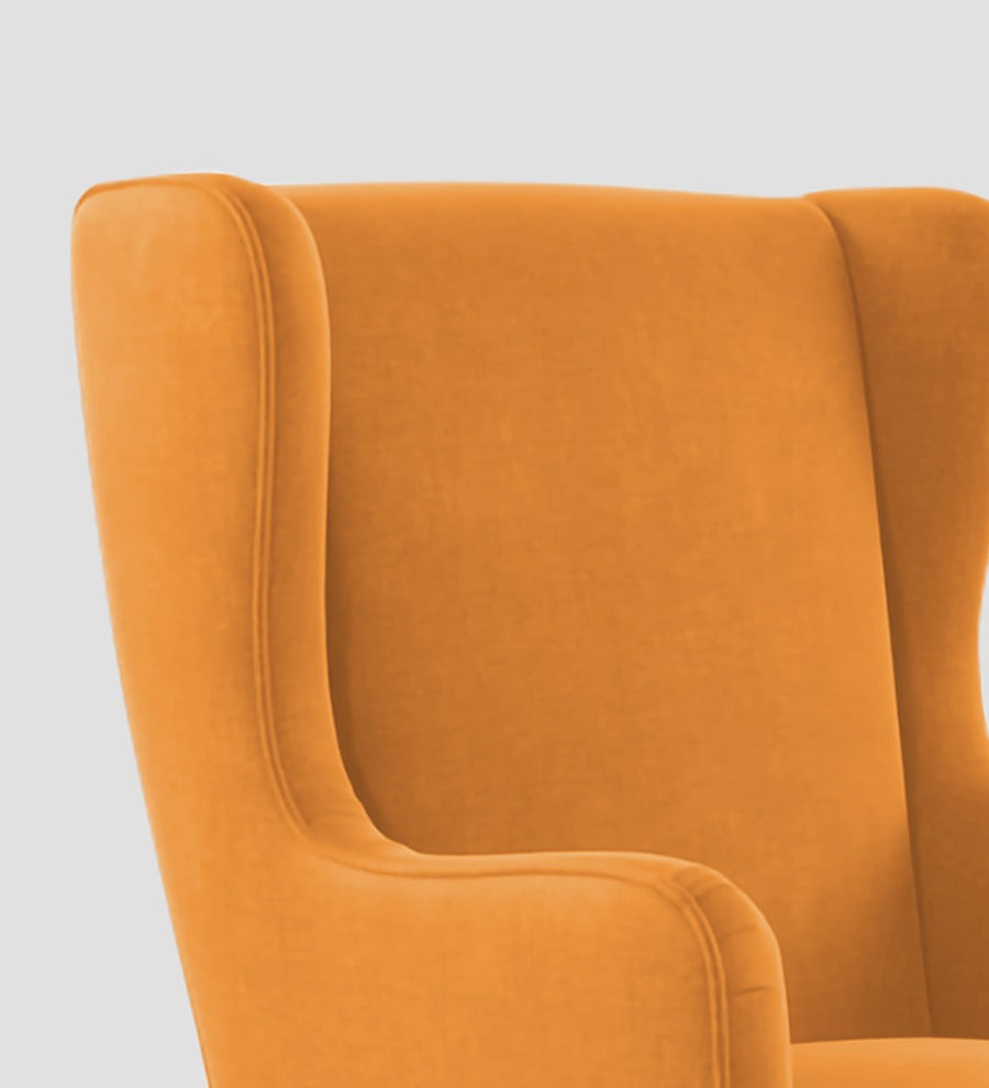 Suri Velvet Wing Chair In Tangerine Orange Colour - Febonic Living