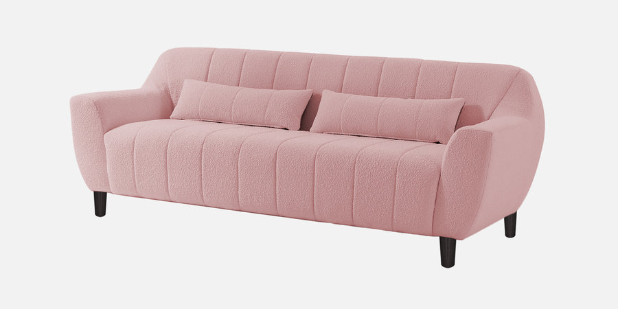 Nesco Boucle Fabric 3 Seater Sofa In Basi Pink Colour - Febonic Living