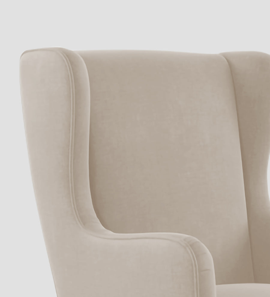 Suri Velvet Wing Chair In Cream Beige Colour - Febonic Living