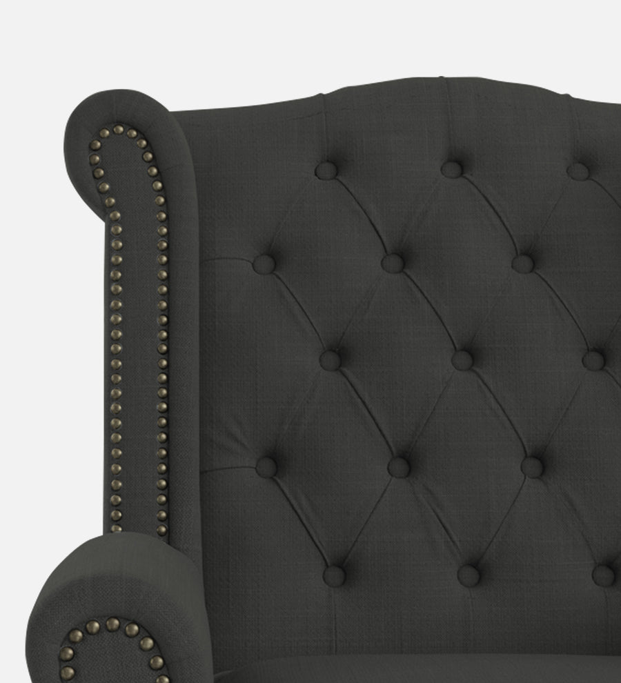 Nory Fabric Wing Chair In Charcoal Grey Colour - Febonic Living