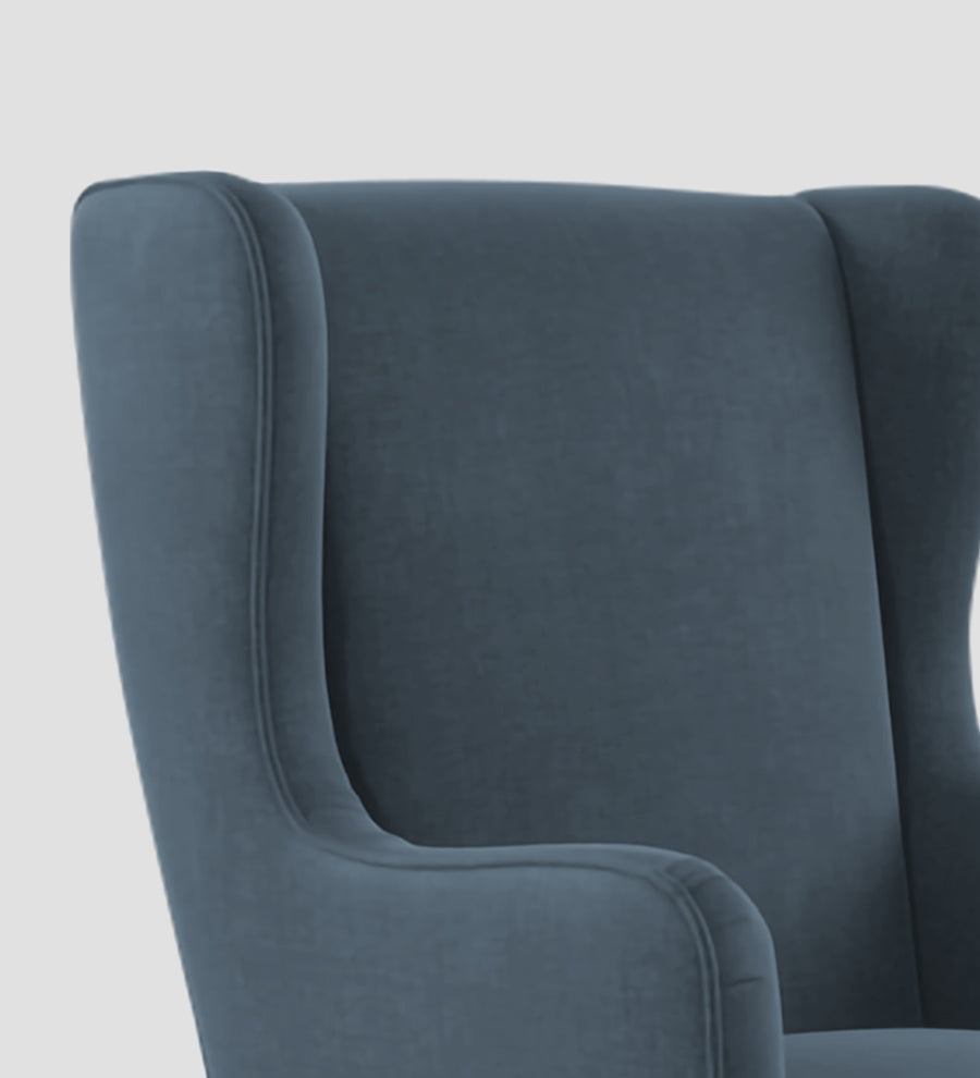 Suri Velvet Wing Chair In Oxford Blue Colour - Febonic Living