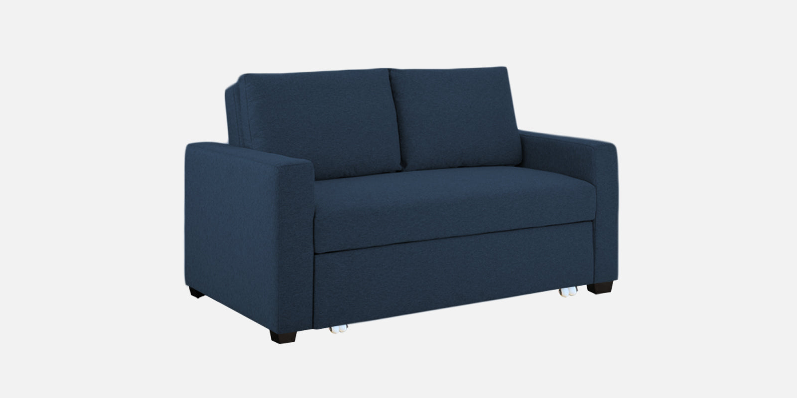 Lobby Fabric 2 Seater Pull Out Sofa Cum Bed In Denim Blue Colour