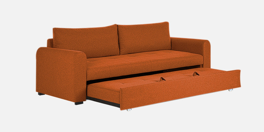 Sigma Fabric 3 Seater Pull Out Sofa Cum Bed In Vivid Orange Colour - Febonic Living