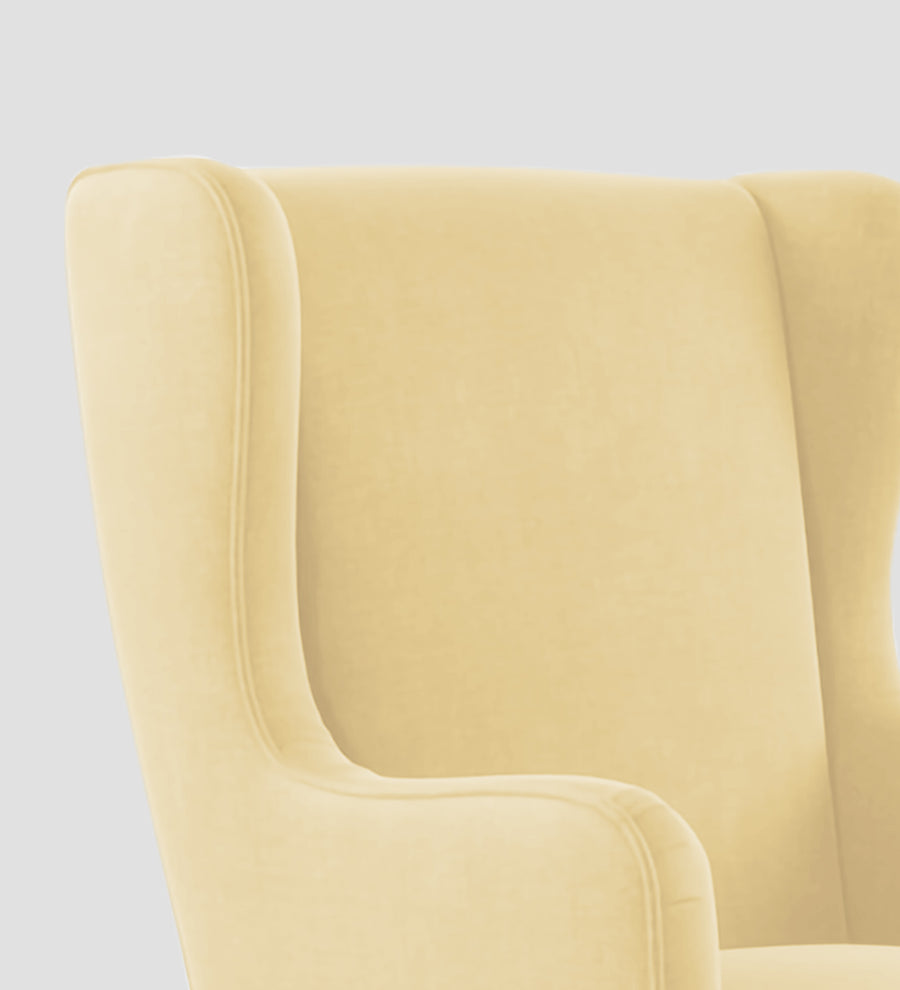 Suri Velvet Wing Chair In Sandy Beige Colour - Febonic Living