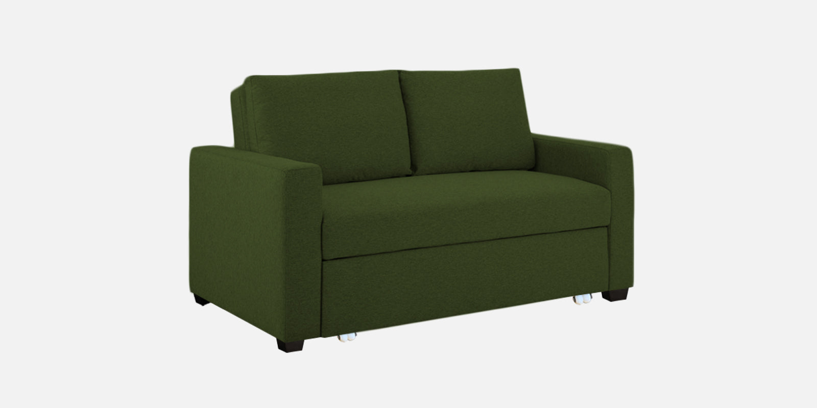 Lobby Fabric 2 Seater Pull Out Sofa Cum Bed In Olive Green Colour