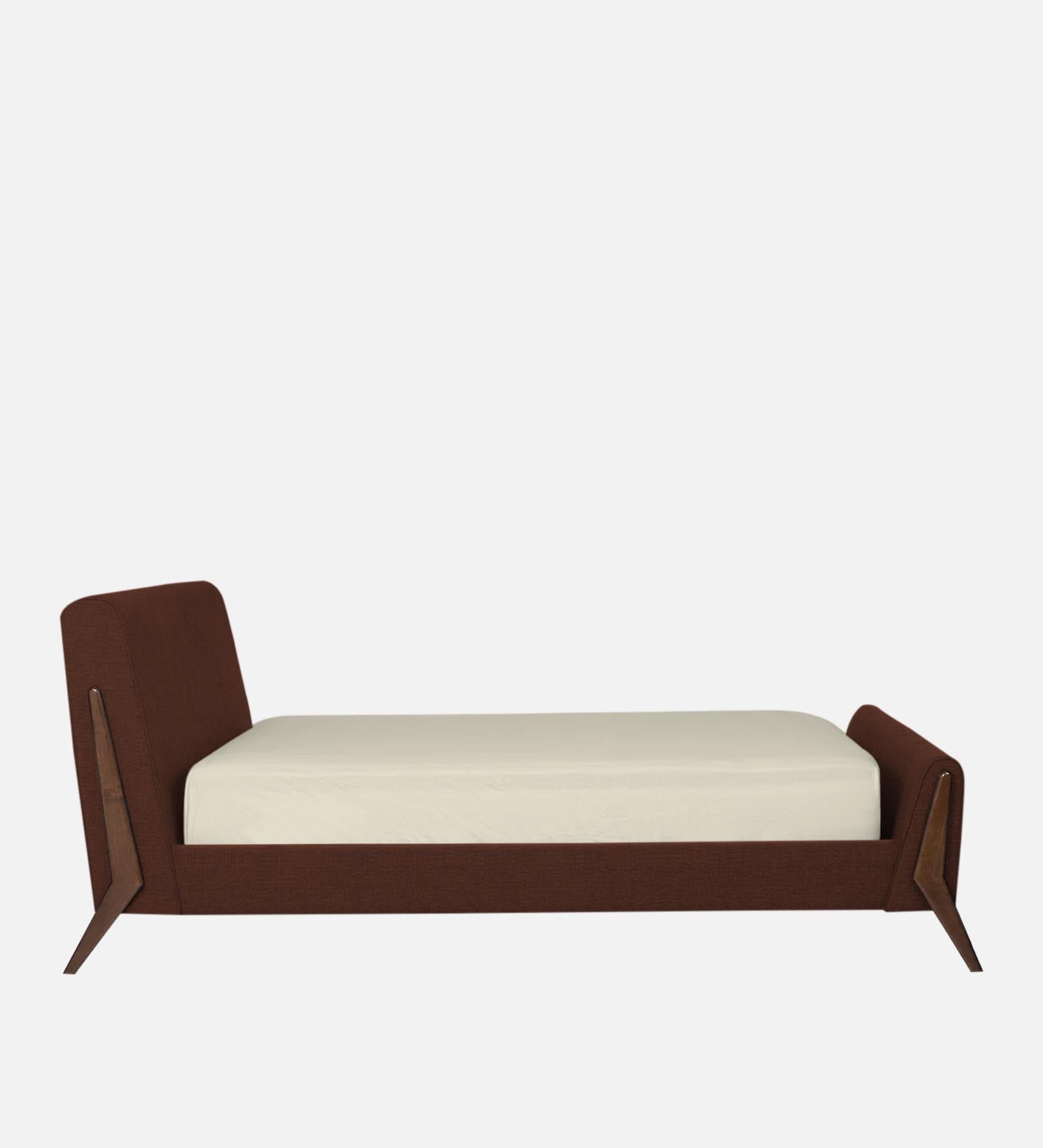 Catla Fabric Queen Size Bed In Coffee Brown Colour